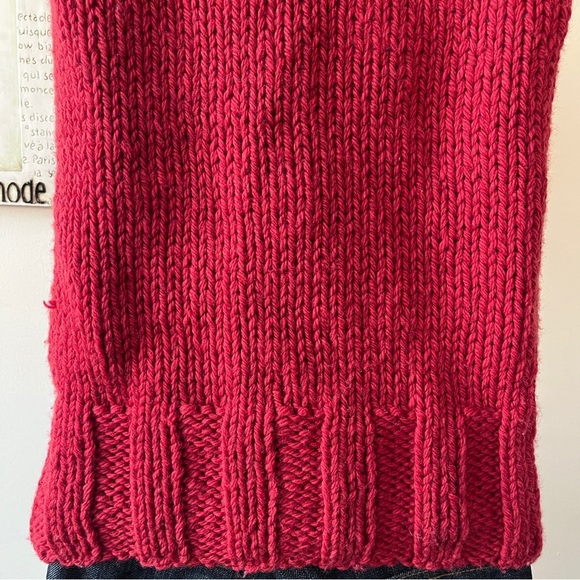Vintage Y2K BCBGMAXAZRIA 100% Wool Red Cable Knit Sleeveless Turtleneck Size M - Picture 8 of 10